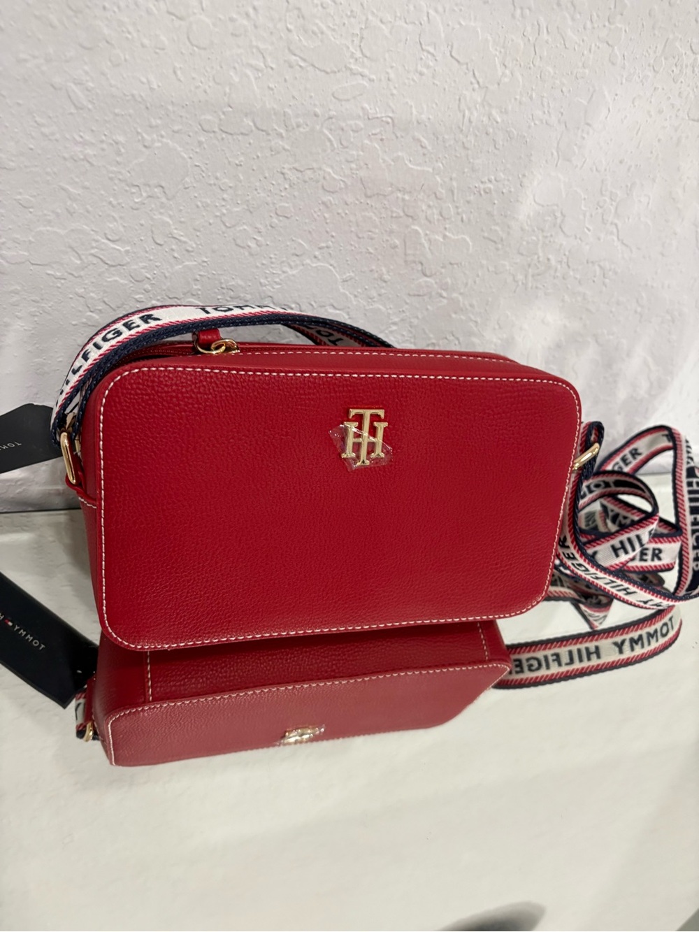 Coach Red Leather Crossbody Bag with Branded Strap